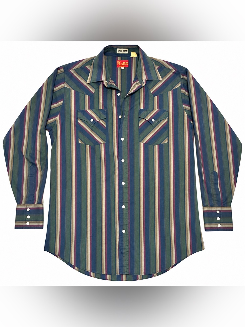 Vintage Ely Plains Tall Man Striped Pearl Snap Western Shirt Size LT